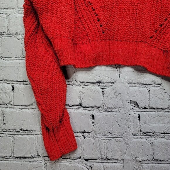 Double Zero Red Knit Crochet Cropped Sweater Top Size XL - Picture 4 of 10
